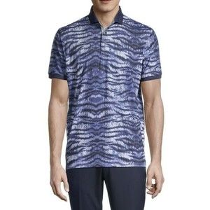 NWT MEN'S GREYSON TIGER FUR GOLF POLO PTF1020-100 ARTIC BLUE SZ LARGE